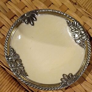 Brighton Two-Tone Floral Round Accent Tray With Real Silver